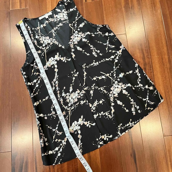 Anthro Daniel Rainn Black Tank Top Blouse Splatter Floral Print Sleeveless‎ Sz S - Picture 5 of 6